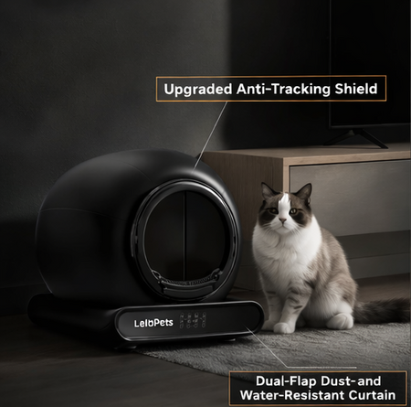 Pinch-Free Self-cleaning Cat Litter Box | LeloPets Black C4