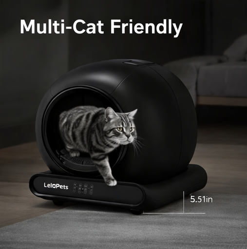 Pinch-Free Self-cleaning Cat Litter Box | LeloPets Black C4